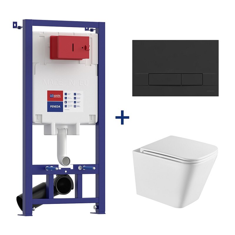 Изображение товара Инсталляция Lemark Peneda с унитазом Florex Торнадо, безободковый, черный мат