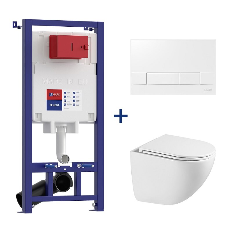 Изображение товара Инсталляция Lemark Peneda с безободковым унитазом Glazer Торнадо 3.0 белая глянцевая Изображение товара Инсталляция Lemark Peneda с безободковым унитазом Glazer Торнадо 3.0 белая глянцевая