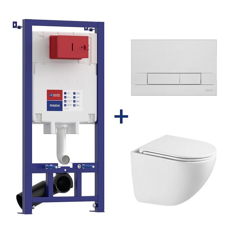 Изображение товара Инсталляция Lemark Peneda с безободковым унитазом Glazer Торнадо 3в1 хром