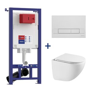 Изображение товара Инсталляция Lemark Peneda с безободковым унитазом Glazer 100801427 Торнадо, сиденье микролифт, клавиша Bit, хром глянцевый