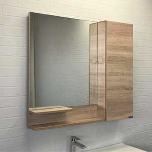 Изображение товара Зеркальный шкаф Comforty Варна, 90 см, правый, с полкой, цвет дуб сонома, 00-00009918 (00-00009918CF)