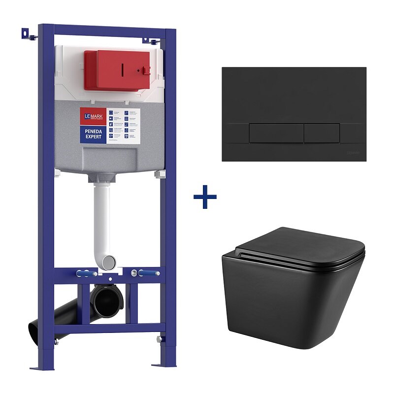 Изображение товара Инсталляция Lemark Peneda Expert с безободковым унитазом Florex Торнадо черный матовый
