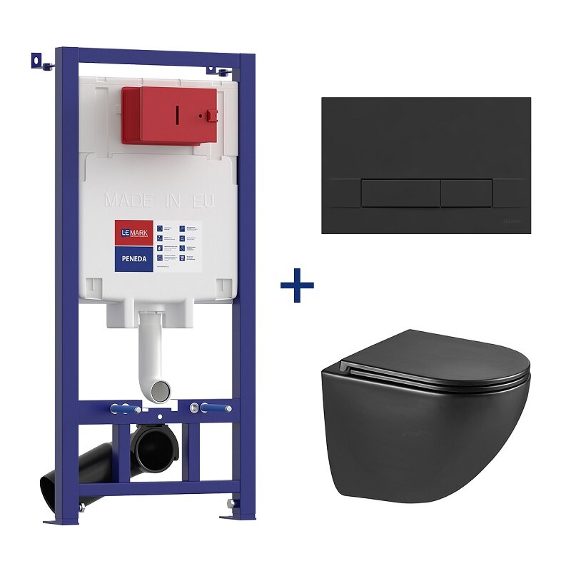 Изображение товара Инсталляция Lemark Peneda с унитазом Glazer Торнадо черный матовый