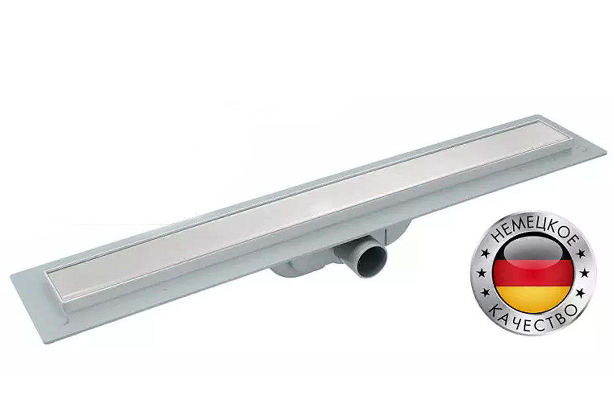 Изображение товара Дренажный канал CK Drain AQCP11-60 Plain 60 см с решеткой под плитку хром Германия