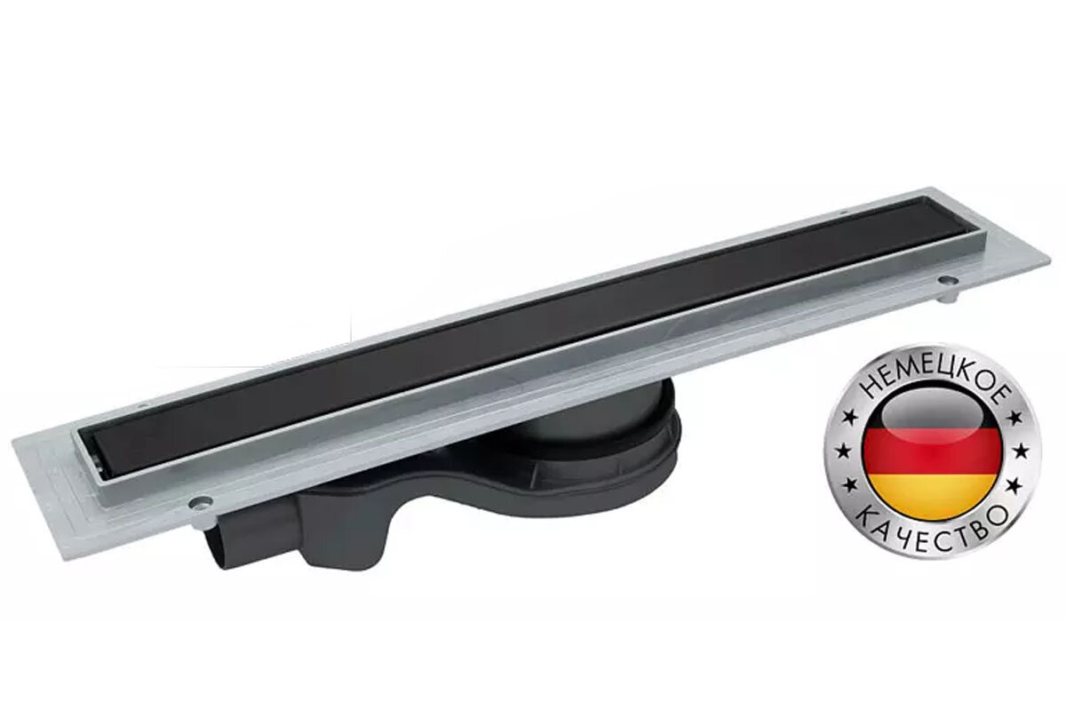 Изображение товара Дренажный канал CK Drain 55 см черный с решеткой под плитку