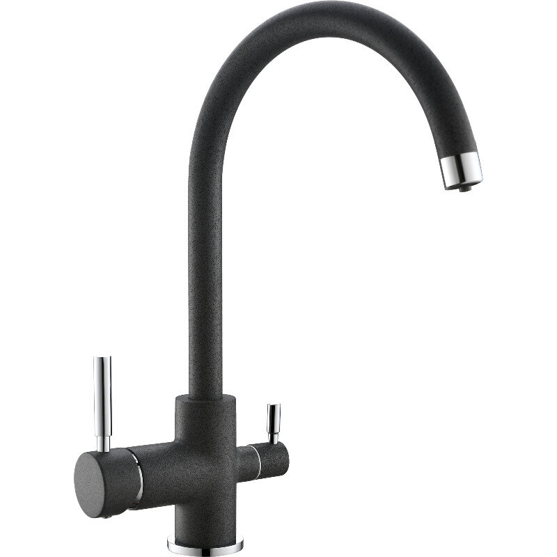 Изображение товара Domaci Солерно DC-3007 антрацит — смеситель с фильтром, 1 отв., 21 см излив, Россия