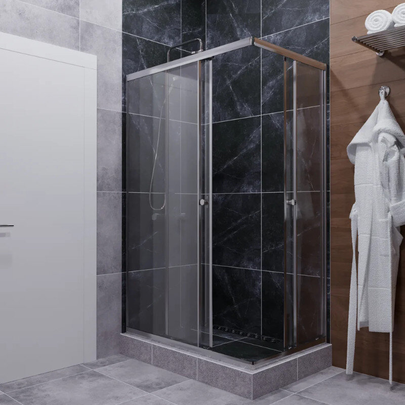 Изображение товара Душевой уголок Diwo Углич 120x80 см с раздвижными дверями закаленным стеклом и хром профилем