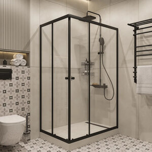 Изображение товара Душевой уголок Diwo Углич, 120 x 80 см, стекло прозрачное, профиль черный матовый, Щ0000055593