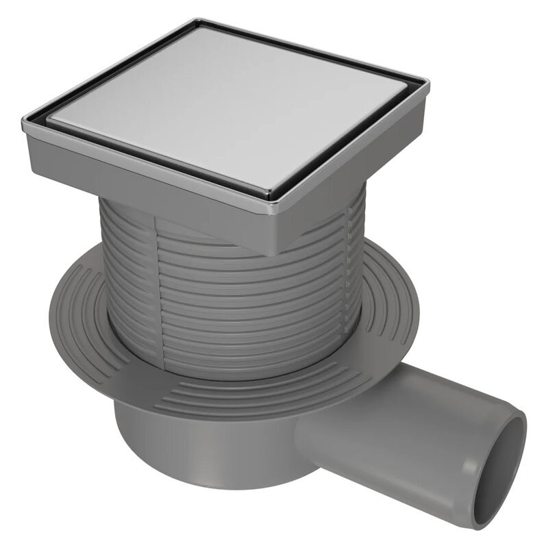 Изображение товара Душевой трап CK Drain, 11 х 11 см, под плитку, хром, горизонтальный выпуск