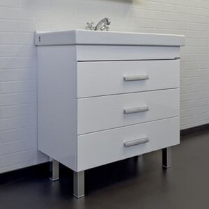 Изображение товара Тумба с раковиной Comforty Никосия 80 см напольная белый глянец