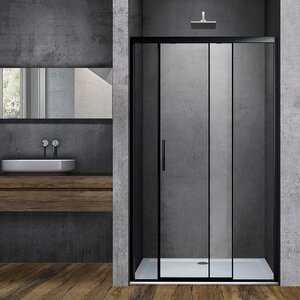 Изображение товара Душевая дверь Vincea Soft, 140 см, стекло прозрачное, профиль черный, VDS-3SO140CLB