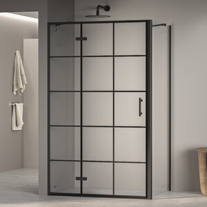 Изображение товара Душевой уголок RGW Passage PA-77-1B L (PA-07B L+Z-060-2B+держ) 410877128-084L, 120 х 80 см, стекло прозрачное с принтом, профиль черный