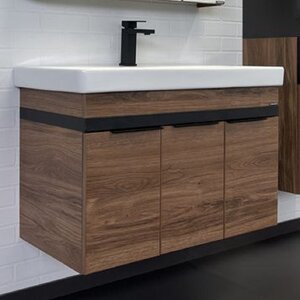 Изображение товара Тумба с раковиной Comforty Соло 90 см подвесная тёмно-коричневая