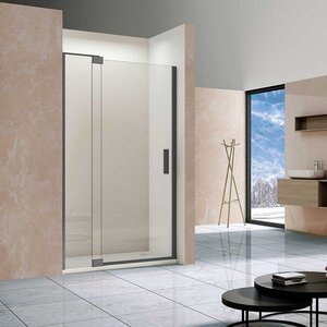 Изображение товара Душевая дверь Vincea Extra 90/100 см, стекло прозрачное, профиль воронёная сталь, gunmetal, VDP-1E9010CLGM