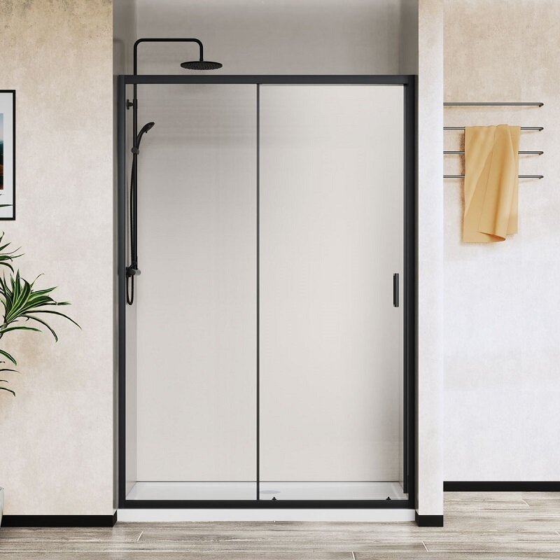 Изображение товара Раздвижная душевая дверь Vincea City 110 см черный стекло алюминий Россия