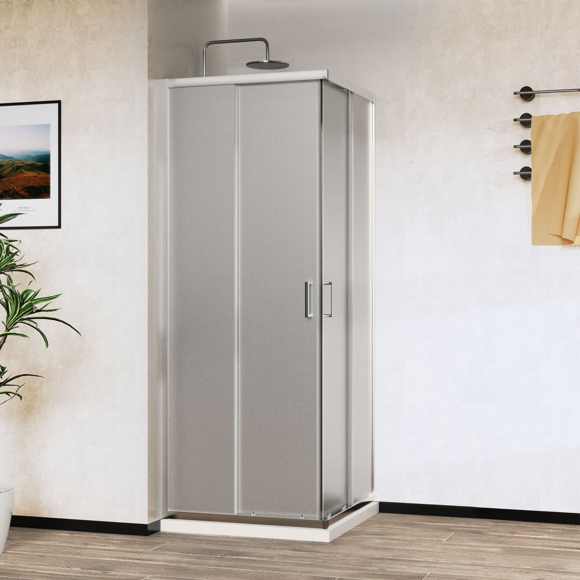 Изображение товара Душевой уголок Vincea City 90x90 см с текстурным стеклом и хром профилем