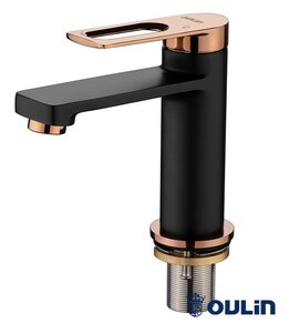 Изображение товара Смеситель для раковины Oulin OL-T9503 черный с медными элементами