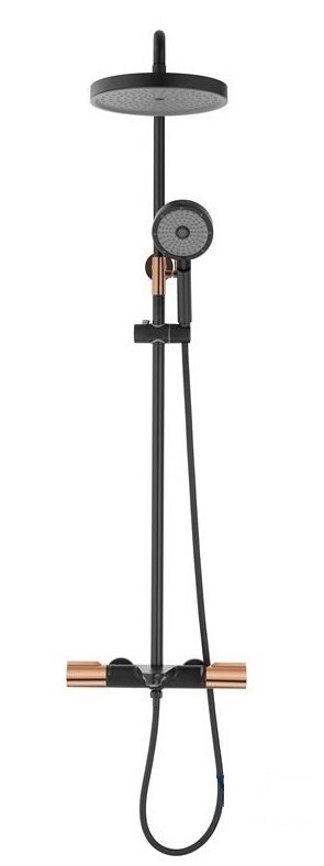 Изображение товара Душевая система Oulin OL-HT-2318 термостатическая с верхним душем и лейкой черный медь Германия