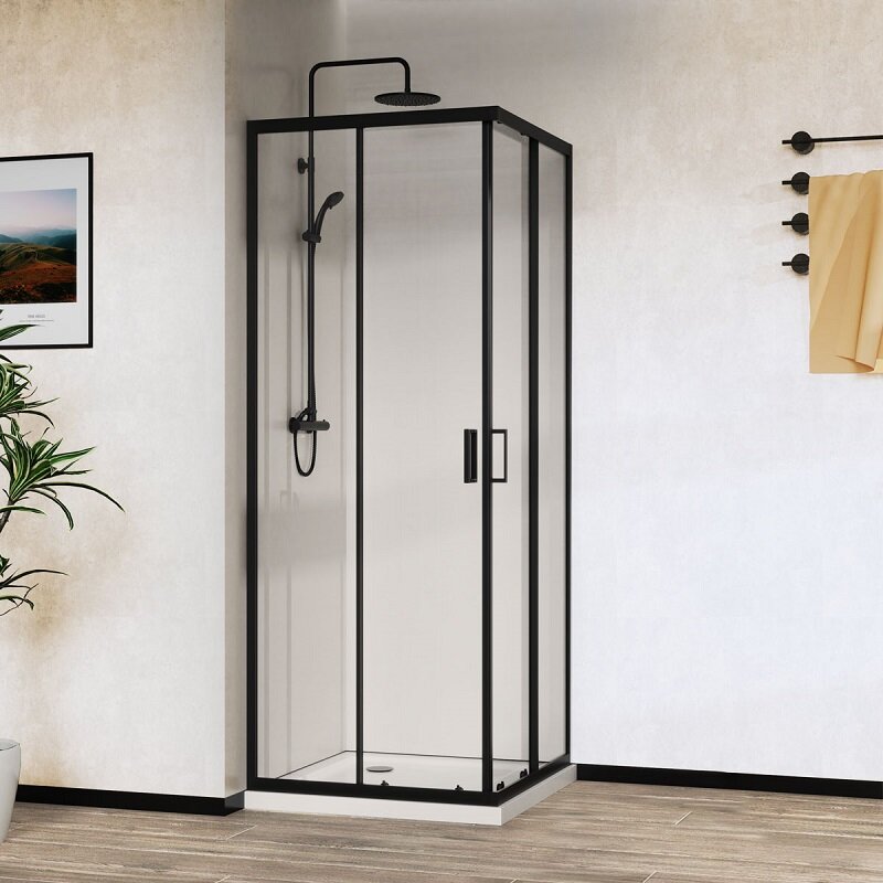 Изображение товара Душевой уголок Vincea City, 90 x 90 см, стекло прозрачное, профиль черный, VSS-5CT900CLB