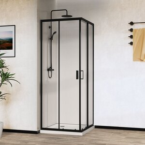 Изображение товара Душевой уголок Vincea City, 100 x 80 см, стекло прозрачное, профиль черный, VSS-5CT8010CLB