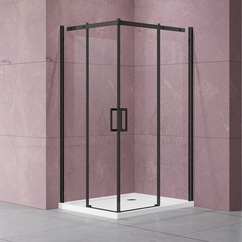 Изображение товара Душевой уголок Vincea Dice 90x90 см, раздвижные двери, прозрачное стекло, черный профиль