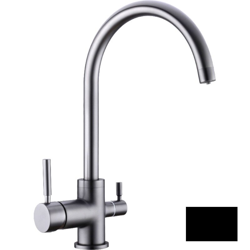 Изображение товара Смеситель для кухни Domaci Равенна DCB 3007 черный, с подключением к фильтру, цвет черный металлик