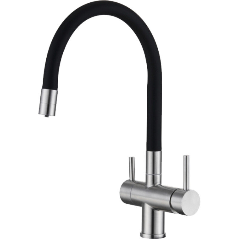 Изображение товара Смеситель для кухни Domaci Равенна DCB 3015 сатин, с гибким изливом, с подключением к фильтру, цвет сатин