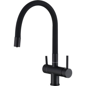 Изображение товара Смеситель для кухни Domaci Равенна DCB 3015 черный, с гибким изливом, с подключением к фильтру, цвет черный
