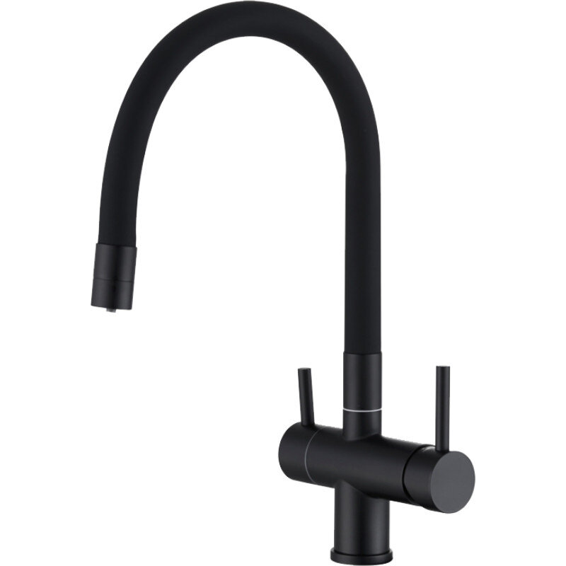 Изображение товара Смеситель для кухни Domaci Равенна DCB 3015 черный, с гибким изливом, с подключением к фильтру, цвет черный