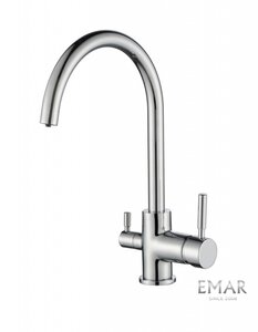 Изображение товара Смеситель Emar Steel ЕС - 3007 для кухонной мойки, с подключением к фильтру, цвет хром