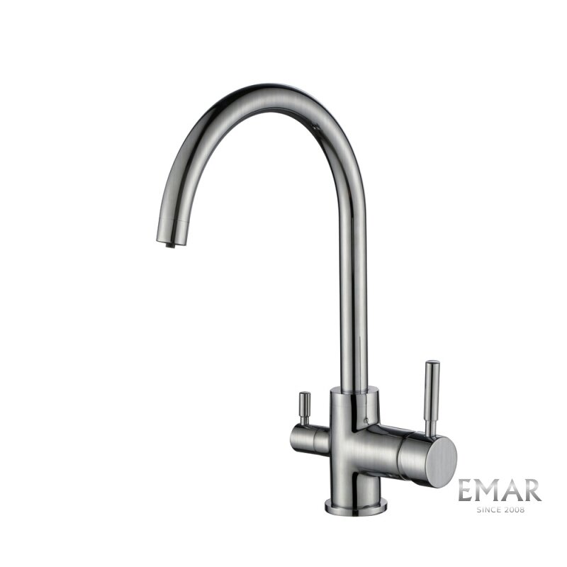 Изображение товара Смеситель для кухни Emar Steel ЕС - 3007 сатин с подключением к фильтру
