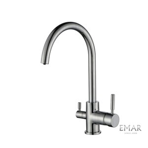 Изображение товара Смеситель Emar Steel ЕС - 3007 сатин для кухонной мойки, с подключением к фильтру, цвет сатин