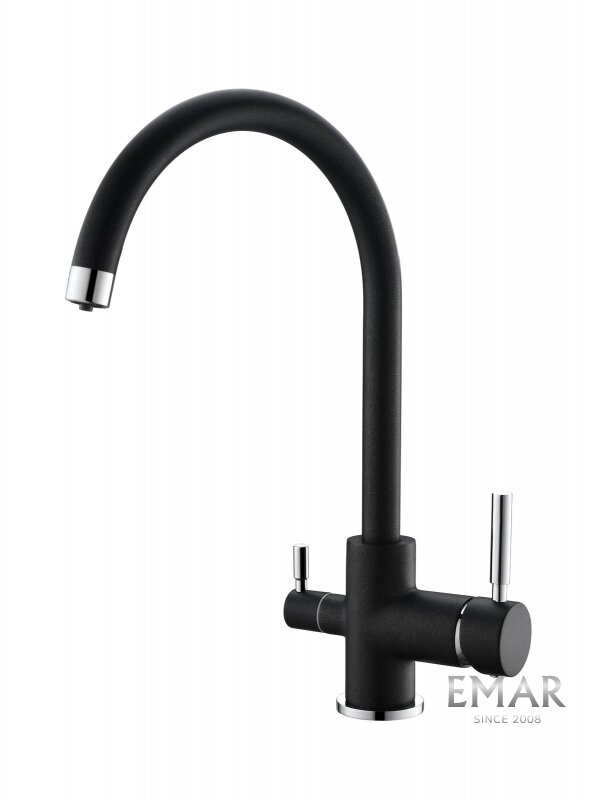 Изображение товара Emar Quartz 3007.12 Оникс — смеситель для кухонной мойки с подключением к фильтру