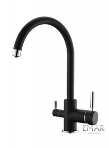 Изображение товара Смеситель Emar Quartz 3007.12 Оникс для кухонной мойки, с подключением к фильтру, цвет оникс