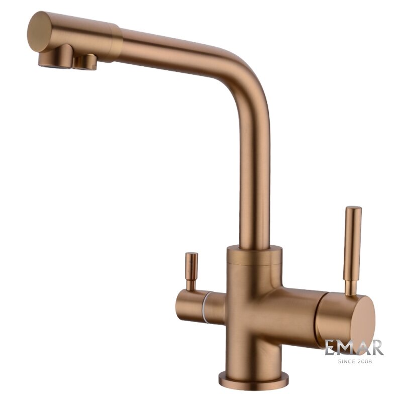 Изображение товара Смеситель Emar Best ECB - 3003N PVD Coppery для кухонной мойки, с подключением к фильтру Изображение товара Смеситель Emar Best ECB - 3003N PVD Coppery для кухонной мойки, с подключением к фильтру