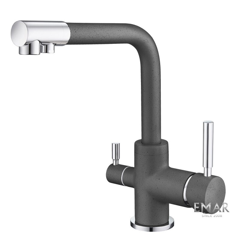 Изображение товара Смеситель Emar Quartz 3003N.7 Антрацит для кухонной мойки с подключением к фильтру Изображение товара Смеситель Emar Quartz 3003N.7 Антрацит для кухонной мойки с подключением к фильтру
