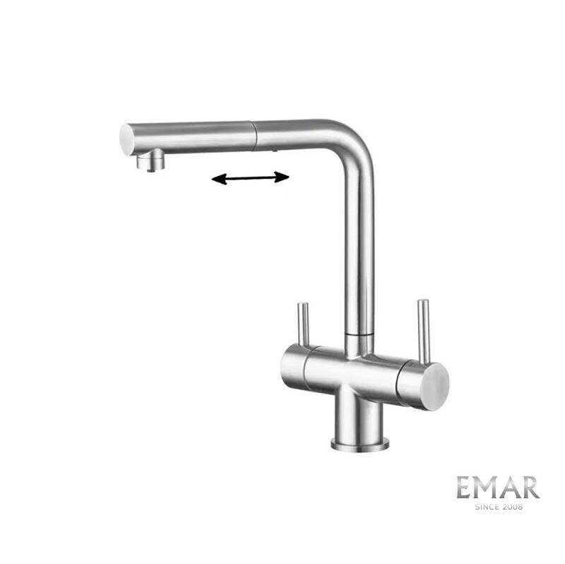 Изображение товара Смеситель Emar Steel ЕСВ 7017 сатин для кухонной мойки, с подключением к фильтру, цвет сатин Изображение товара Смеситель Emar Steel ЕСВ 7017 сатин для кухонной мойки, с подключением к фильтру, цвет сатин