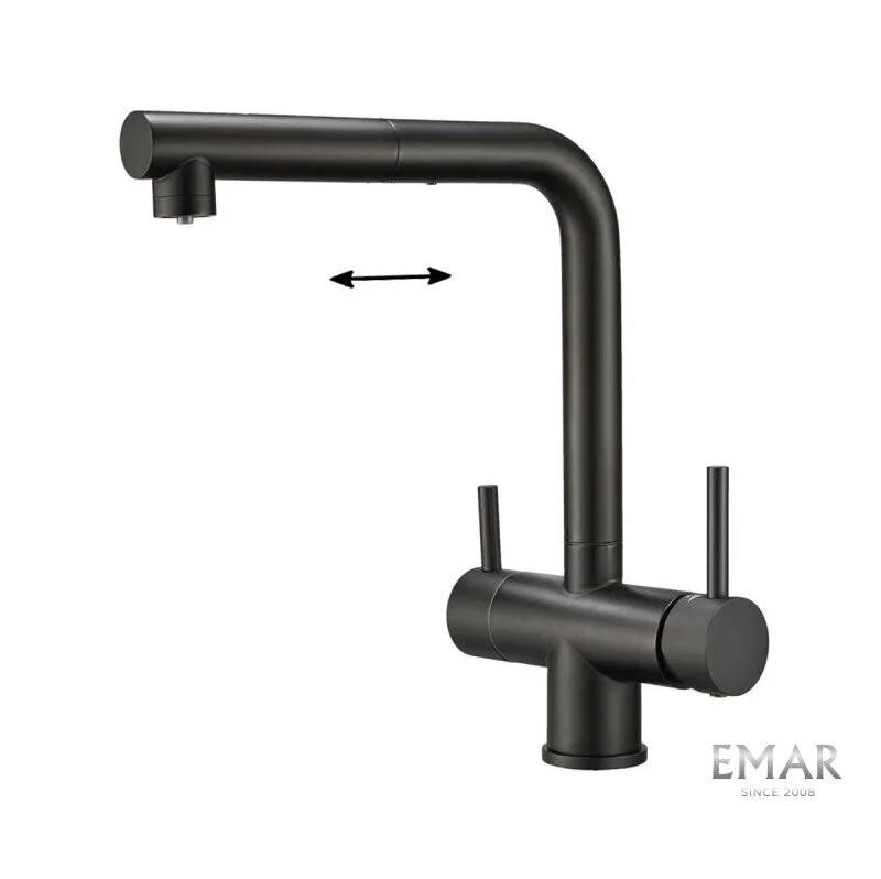 Изображение товара Смеситель для кухонной мойки Emar Best ЕСВ 7017 Black с подключением к фильтру