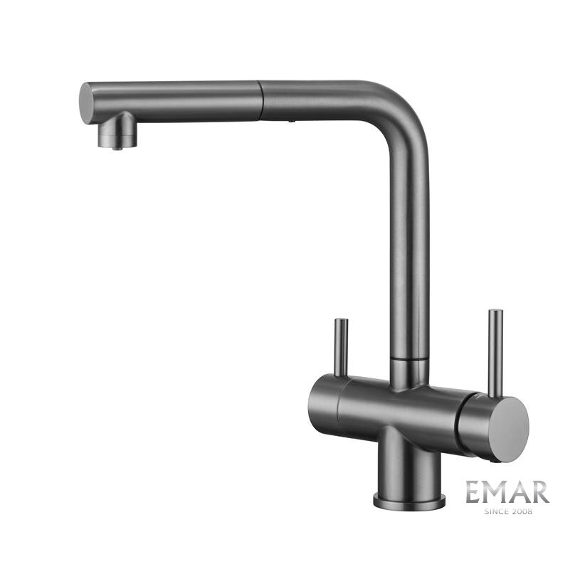 Изображение товара Смеситель Emar Best ECB - 7017 PVD dark для кухонной мойки, с подключением к фильтру, цвет dark