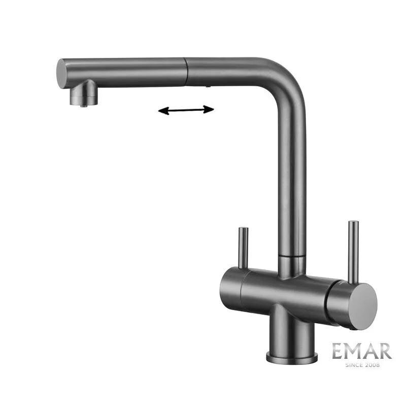 Изображение товара Смеситель Emar Best ECB - 7017 PVD dark для кухонной мойки, с подключением к фильтру, цвет dark