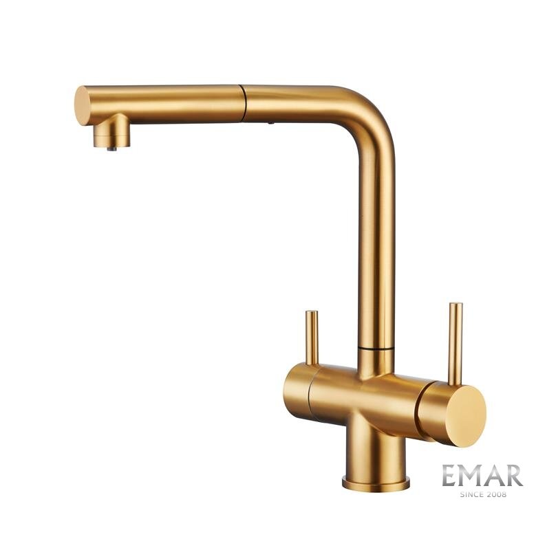 Изображение товара Смеситель Emar Best ECB - 7017 PVD Golden для кухонной мойки, с подключением к фильтру, цвет Golden