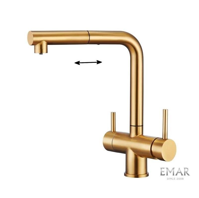 Изображение товара Смеситель Emar Best ECB - 7017 PVD Golden для кухонной мойки, с подключением к фильтру, цвет Golden