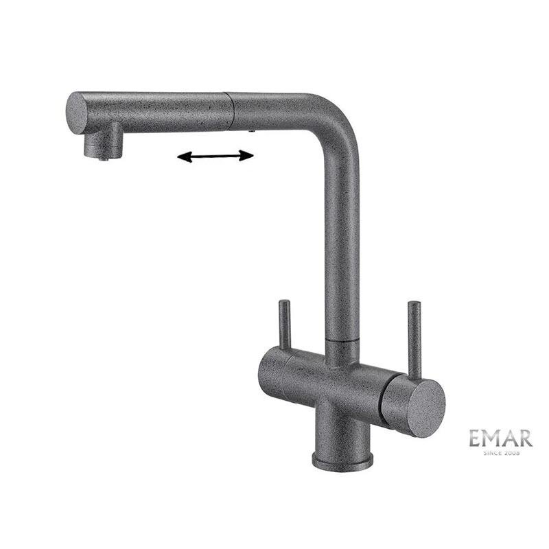 Изображение товара Смеситель для кухни Emar Quartz 7017.7 Антрацит с подключением к фильтру Изображение товара Смеситель для кухни Emar Quartz 7017.7 Антрацит с подключением к фильтру