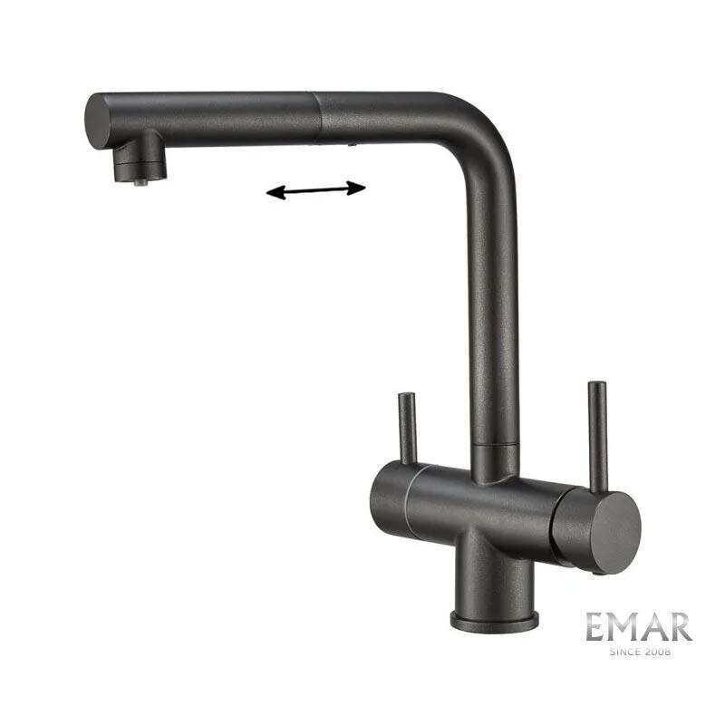 Изображение товара Смеситель для кухонной мойки Emar Quartz 7017.12 оникс с подключением к фильтру