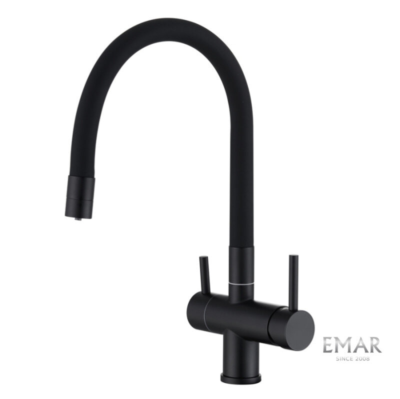 Изображение товара Смеситель Emar Best ЕС - 3015 black для кухонной мойки, с подключением к фильтру, цвет black