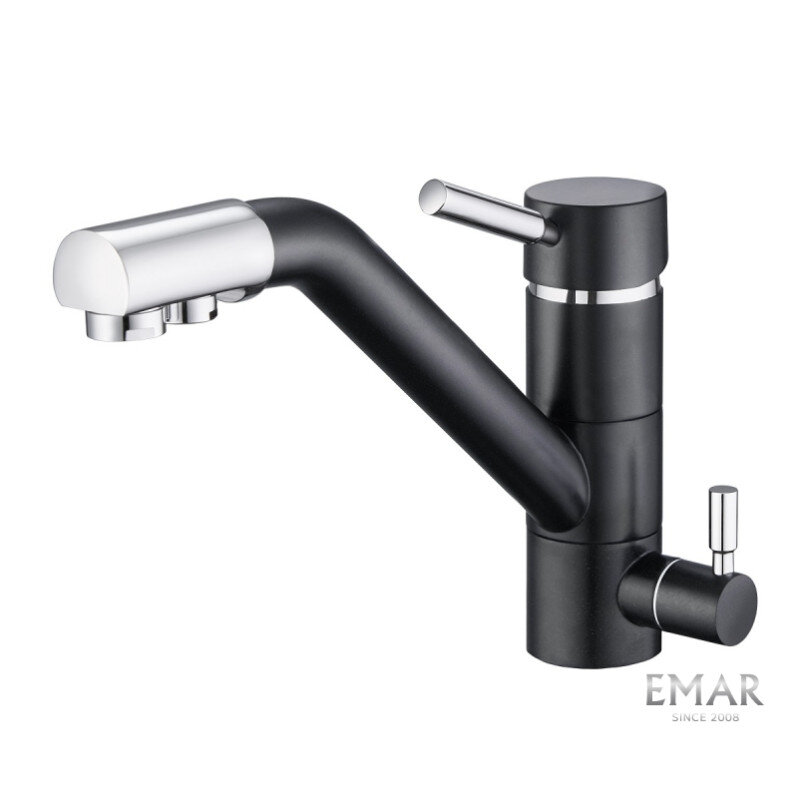 Изображение товара Смеситель Emar Quartz 3008.12 Оникс для кухонной мойки, с подключением к фильтру, цвет оникс