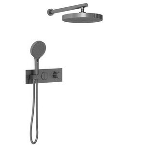 Изображение товара Душевая система Vincea Inspire VSFW-422TI2GM, термостатическая, на 2 потребителя, воронёная сталь, gunmetal