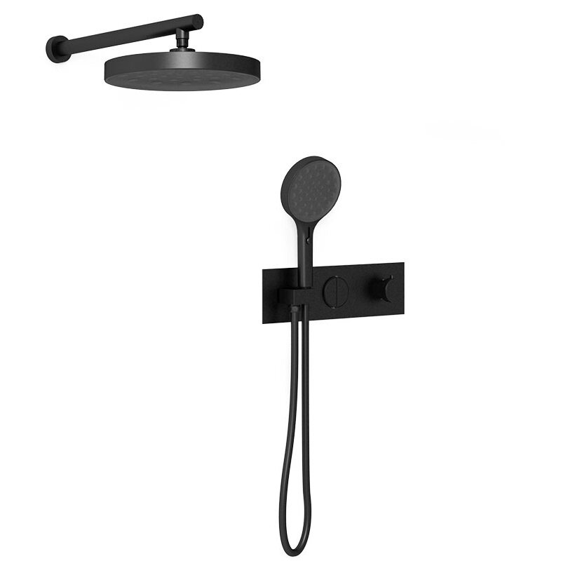 Изображение товара Душевая система Vincea Inspire VSFW-422TI2MB, термостатическая, на 2 потребителя, цвет черный матовый