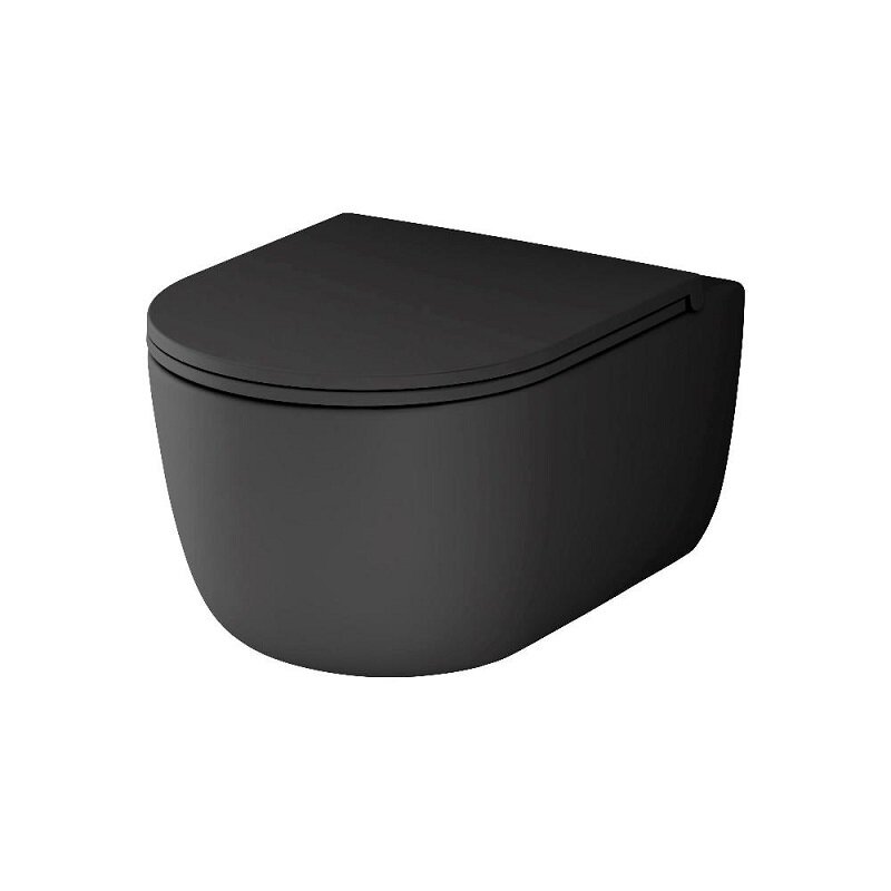 Изображение товара Подвесной безободковый унитаз Damixa Sirius DX86C1700MBSC, с сиденьем микролифт, черный матовый Изображение товара Подвесной безободковый унитаз Damixa Sirius DX86C1700MBSC, с сиденьем микролифт, черный матовый