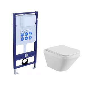 Изображение товара Инсталляция Aquatek Standart с безободковым унитазом Aquatek Лира SET AQUATEK ЛИРА, крышка микролифт, без клавиши и крепежа